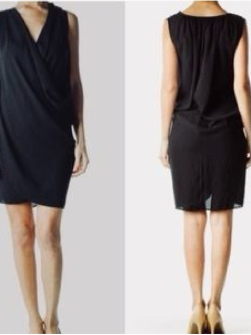James Lacroix Slate Blue Sleeveless V-Neck Draped Shift Dress or cover-up